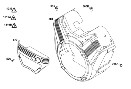 Blower Housing Group Diagram and Parts List for 386447-3330-B5 200000 - 399999 Briggs and Stratton Engine